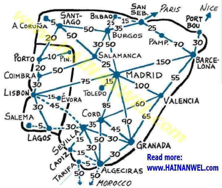 Spain Trains Route Map Карта железных дорог Испании 1.jpg