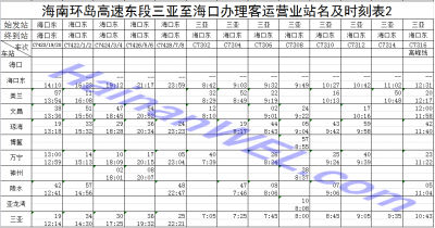 Расписание поезда Санья- Хайкоу, Хайнань Sanya- Haikou, Hainan Train Schedule 5.png